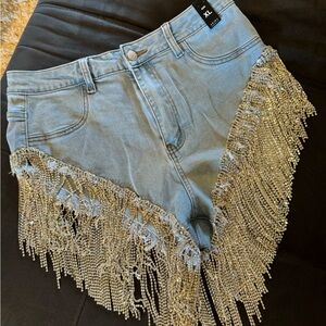 AKIRA GONNA LOVE ME RHINESTONE DENIM SHORT, XL